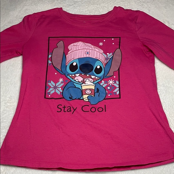Disney Other - Disney Pink Girls' Stitch 'Stay Cool' Graphic Long Sleeve Tee